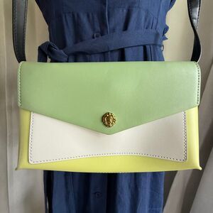 Y2K Anne Klein Colorblock Crossbody Shoulder Purse – Retro, Lion Emblem Closure